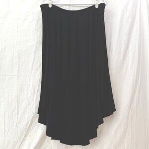 Elastic Waist Hi-Low Skirt Women One Size Black AEO